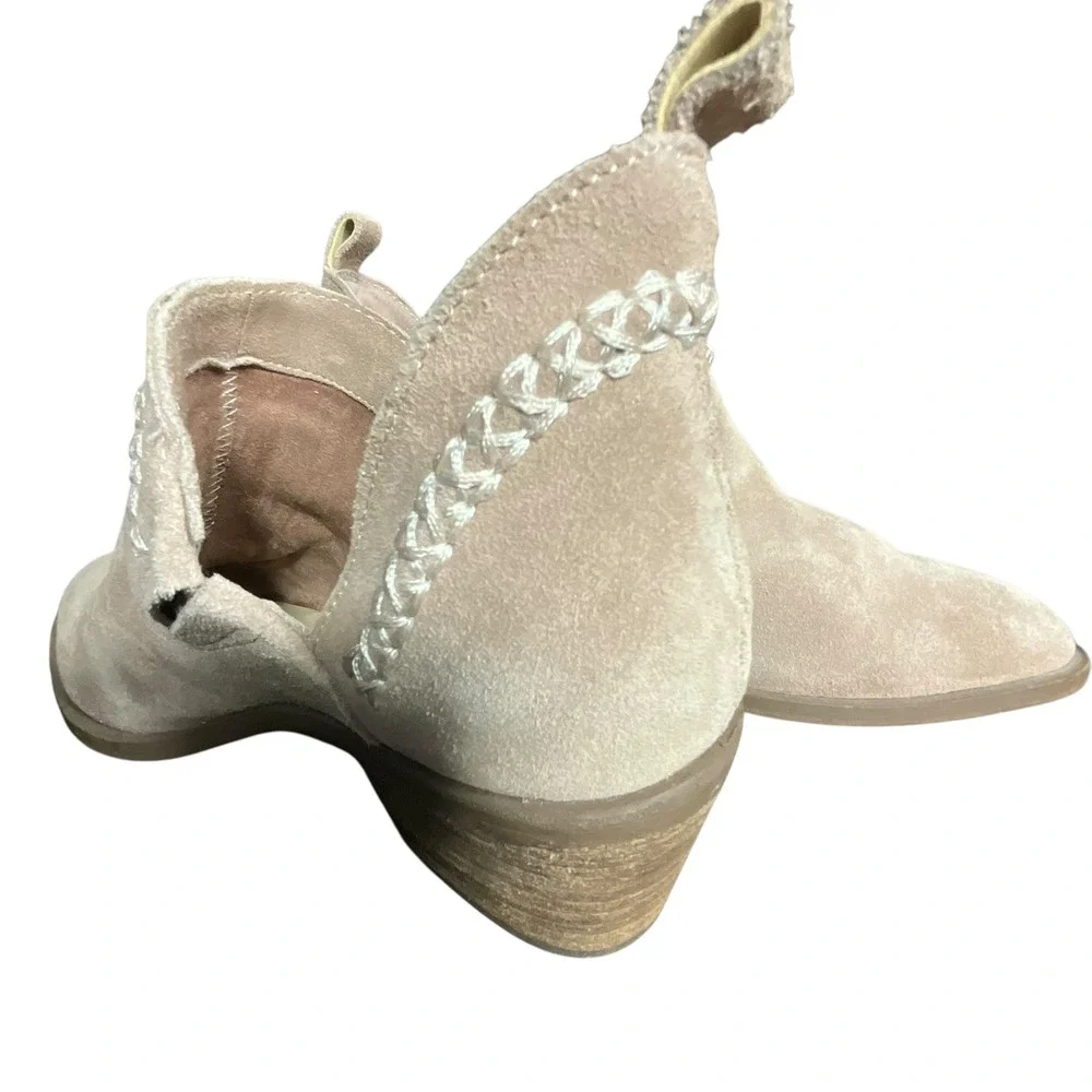 Sole Society Bootie Women 8.5 Pink Nikki Cut Out Leather Stacked Heel Braided